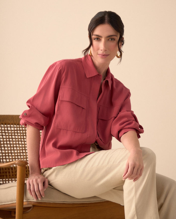 Camisa clásica manga larga para mujer - Rosa 34_611G033_ROS181631_0