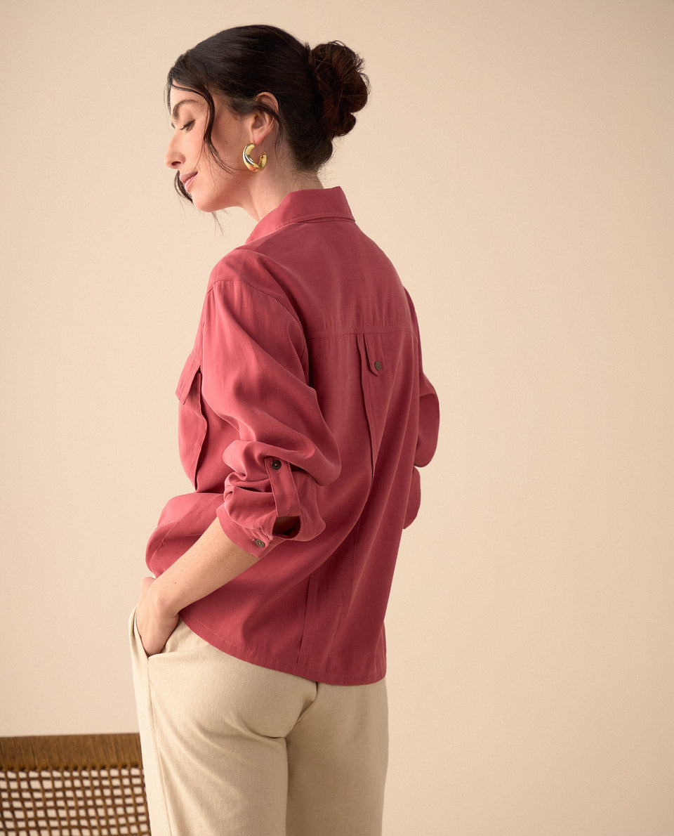 Camisa clásica manga larga para mujer - Rosa