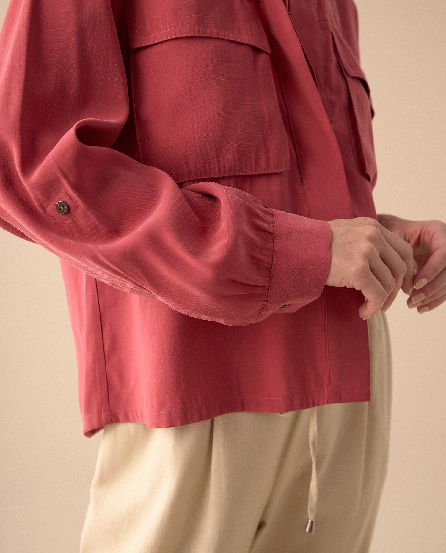 Camisa clásica manga larga para mujer - Rosa