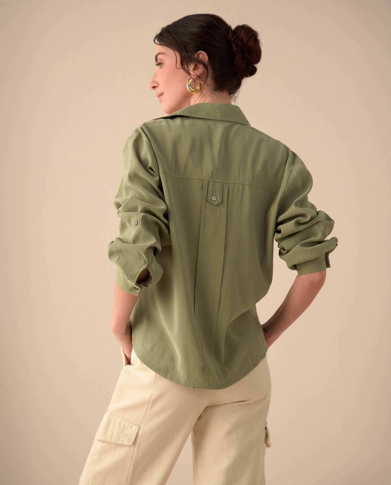 Camisa clásica manga larga para mujer - Verde