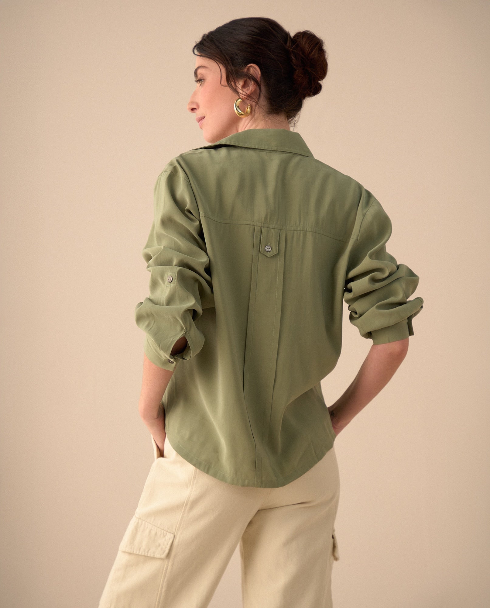 Camisa clásica manga larga para mujer - Verde 34_611G033_VER170115_4