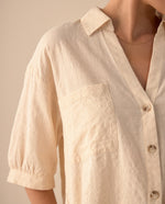 Camisa con mini escote en V para mujer - Amarillo