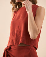Camisa manga sisa de diseño cerrado para mujer - Rojo