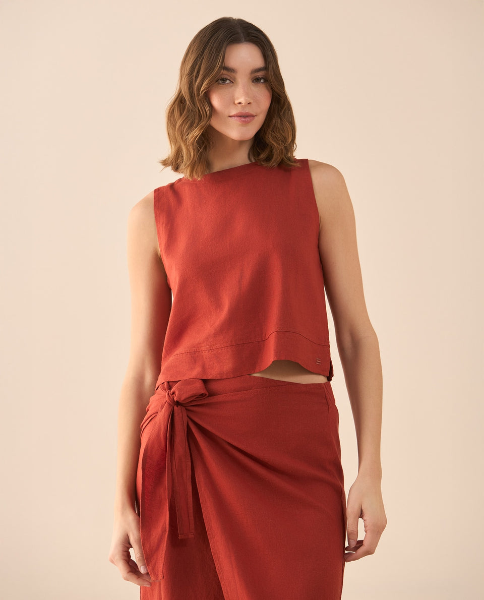 Camisa manga sisa de diseño cerrado para mujer - Rojo 34_611G035_ROJ181540_3