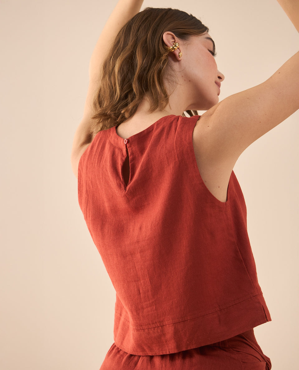 Camisa manga sisa de diseño cerrado para mujer - Rojo 34_611G035_ROJ181540_6