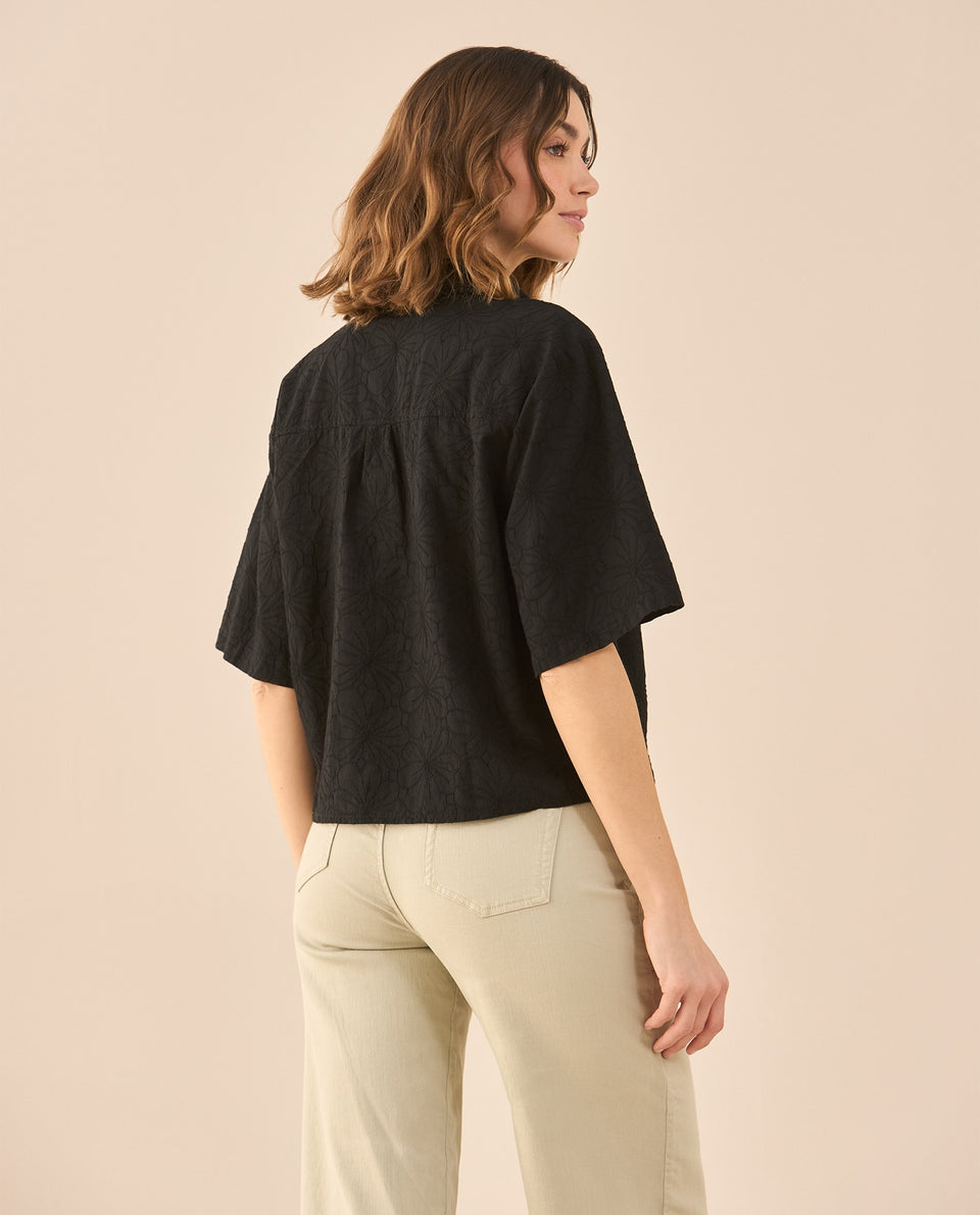 Camisa clásica con botones para mujer - Negro 34_611G036_NEG193909_4