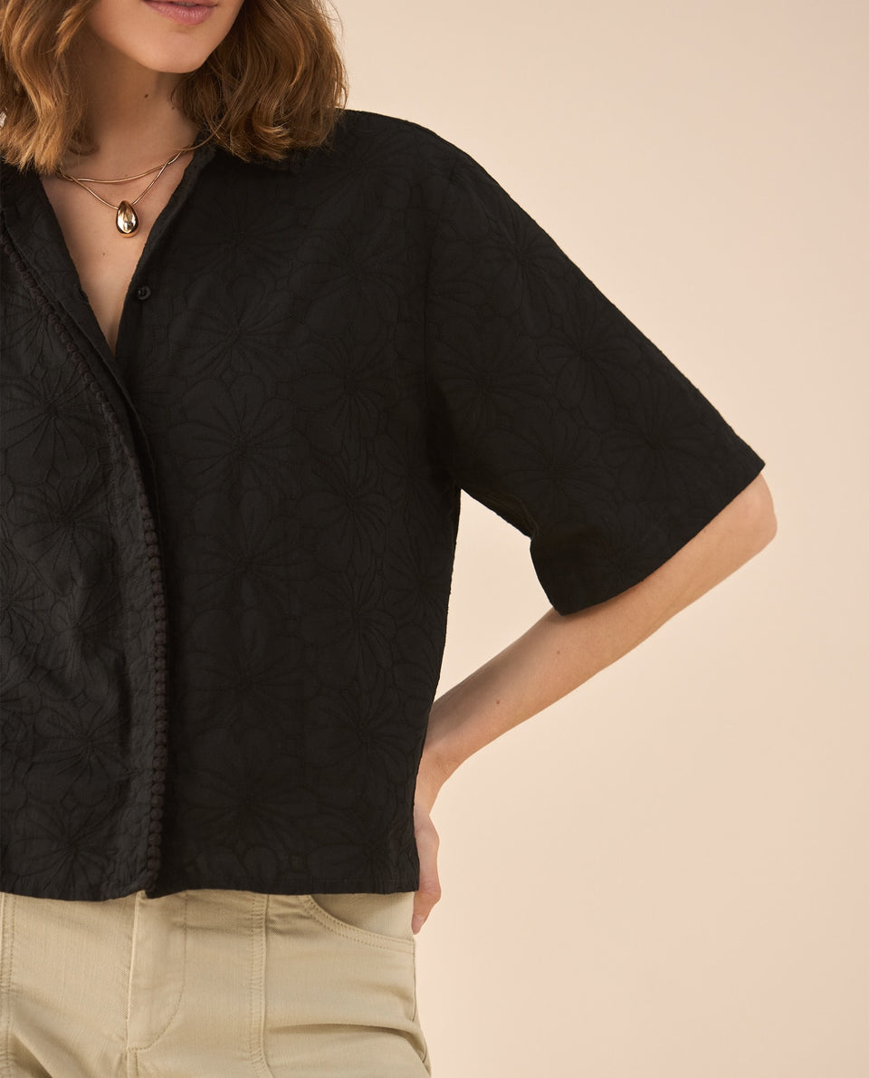 Camisa clásica con botones para mujer - Negro 34_611G036_NEG193909_6