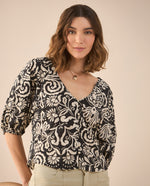 Camisa de escote en V para mujer - Negro