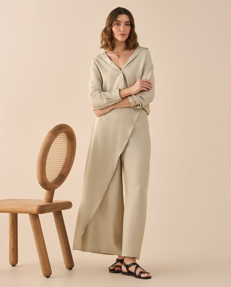Camisa clásica manga larga para mujer - Beige 34_611G040_BEI156307_6