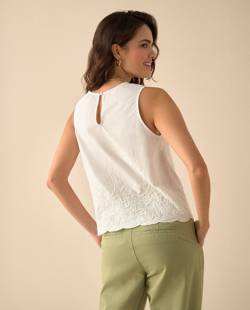 Camisa con detalles bordados a tono para mujer - Blanco 34_611G100_BLA114001_4