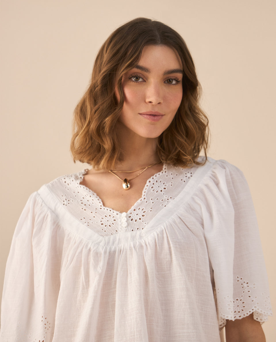 Camisa de escote en V para mujer - Blanco 34_611G200_BLA114001_3