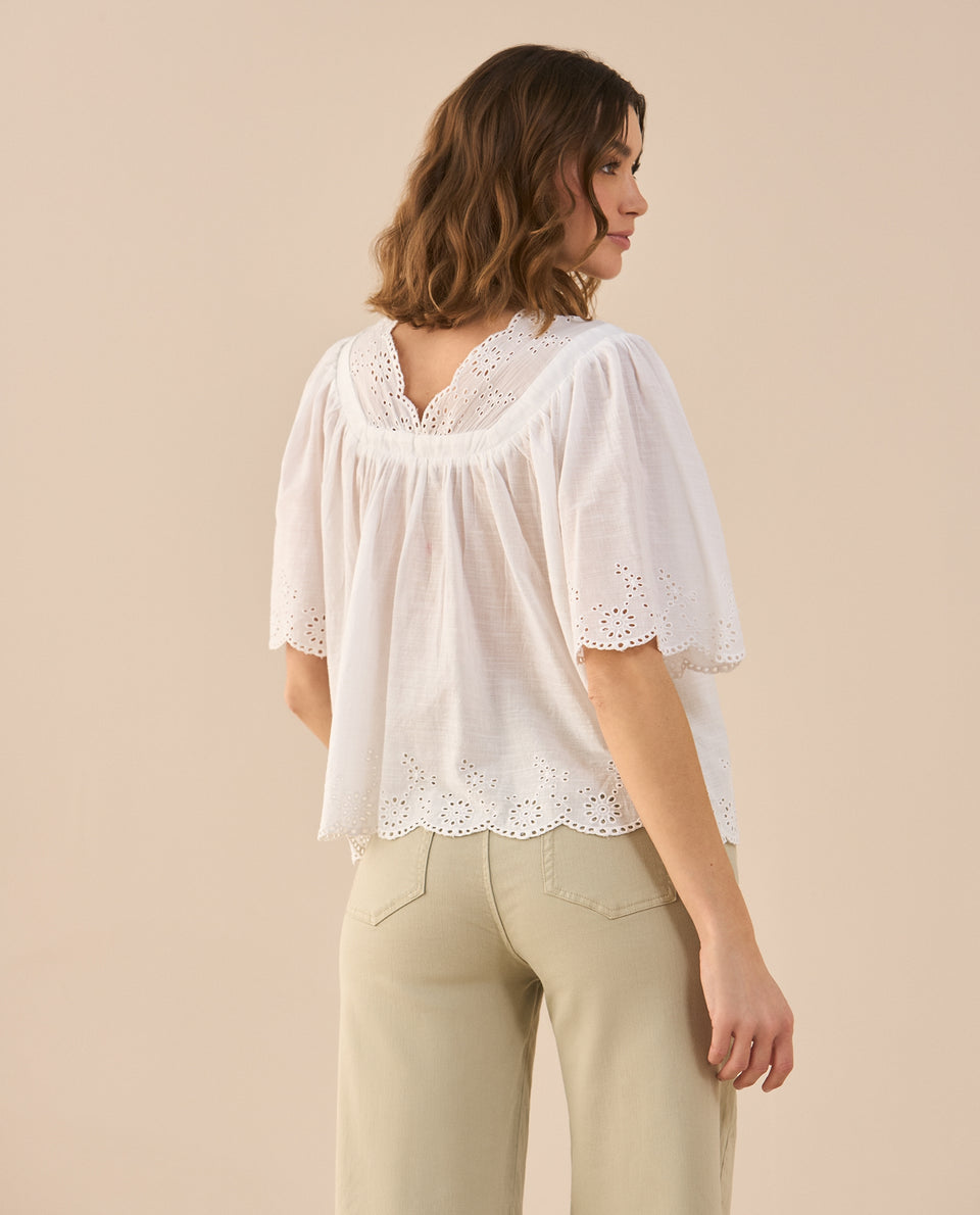 Camisa de escote en V para mujer - Blanco 34_611G200_BLA114001_4