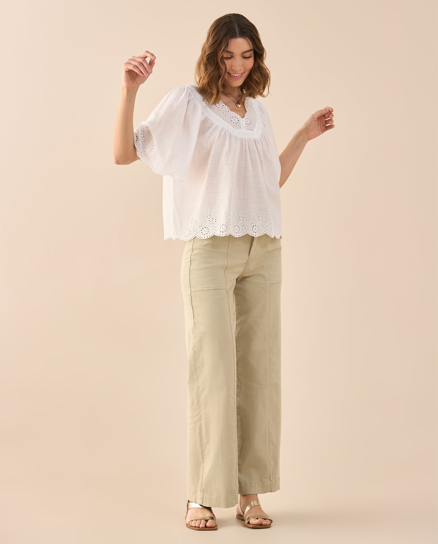 Camisa de escote en V para mujer - Blanco