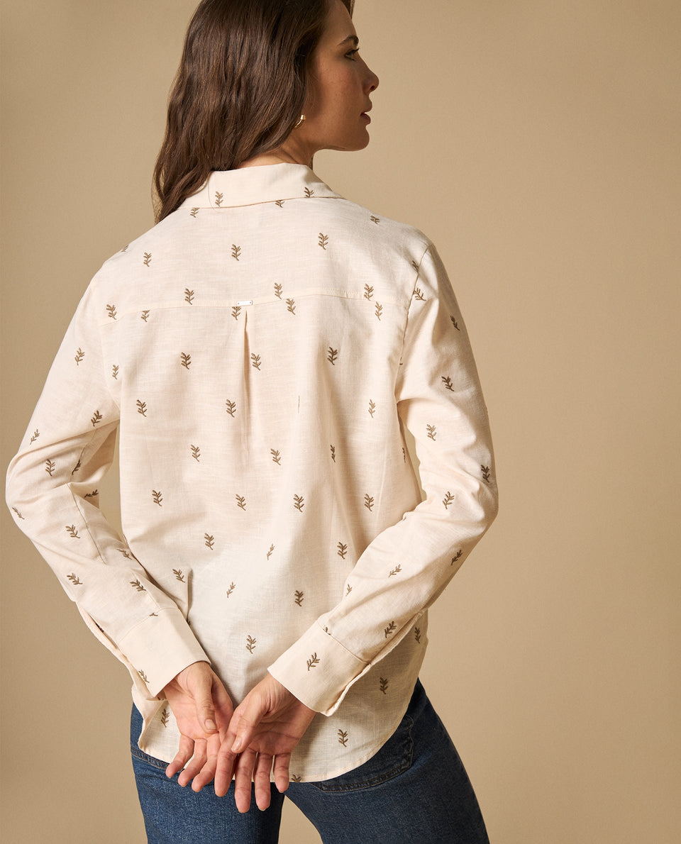 Camisa bordada cuello camisero manga 3/4 - Crudo 34_611H010_CRU130905_5