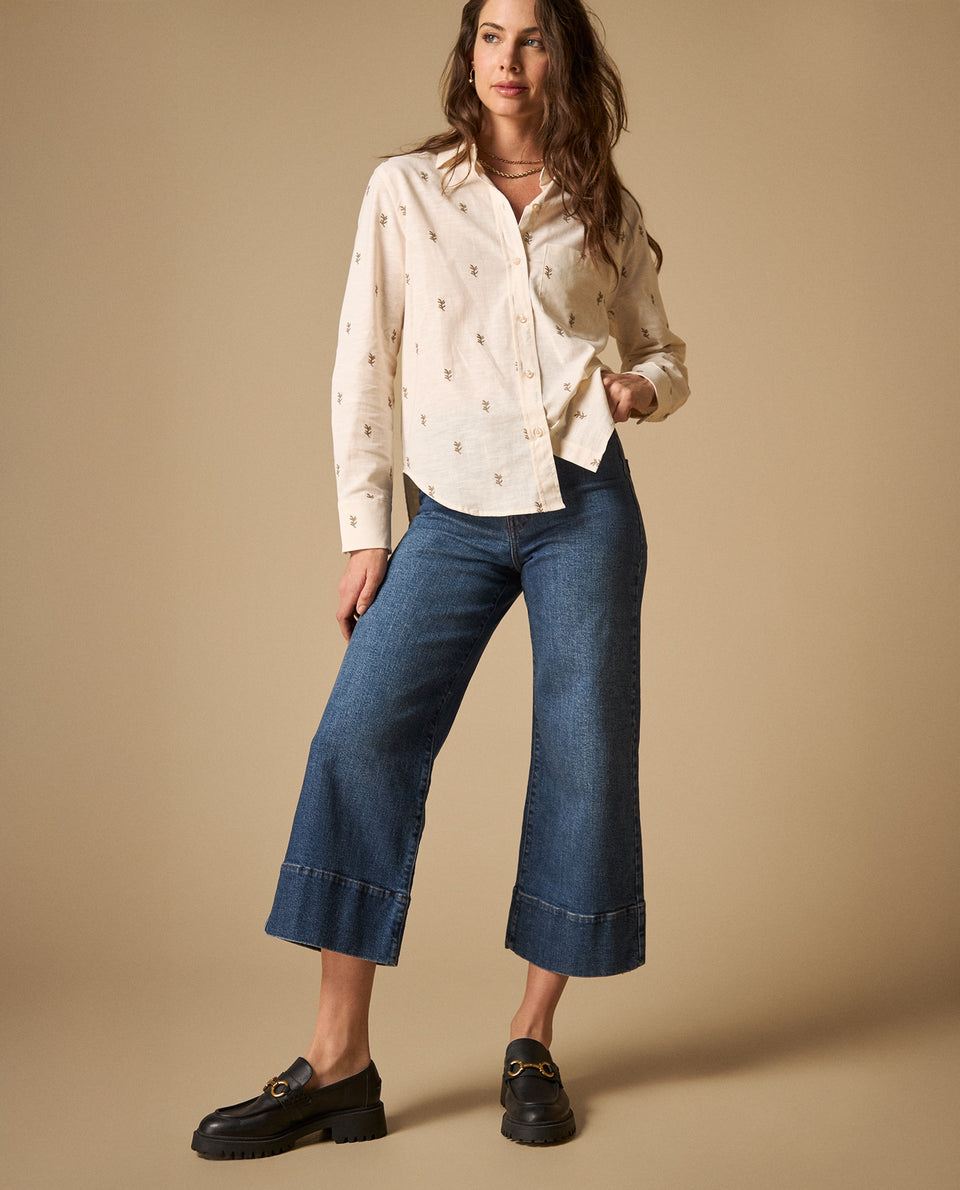 Camisa bordada cuello camisero manga 3/4 - Crudo 34_611H010_CRU130905_7