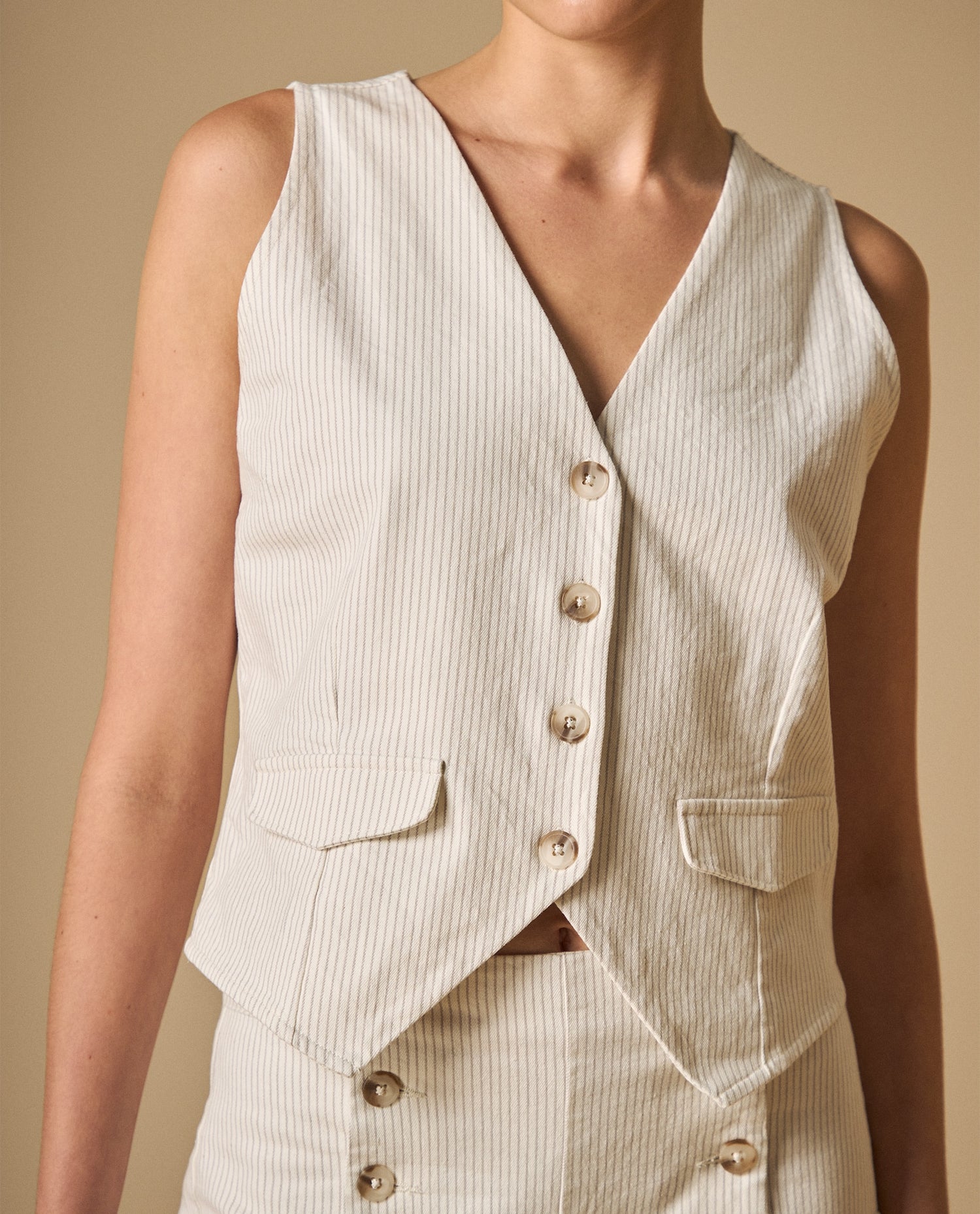 Camisa manga sisa cuello en V - Blanco