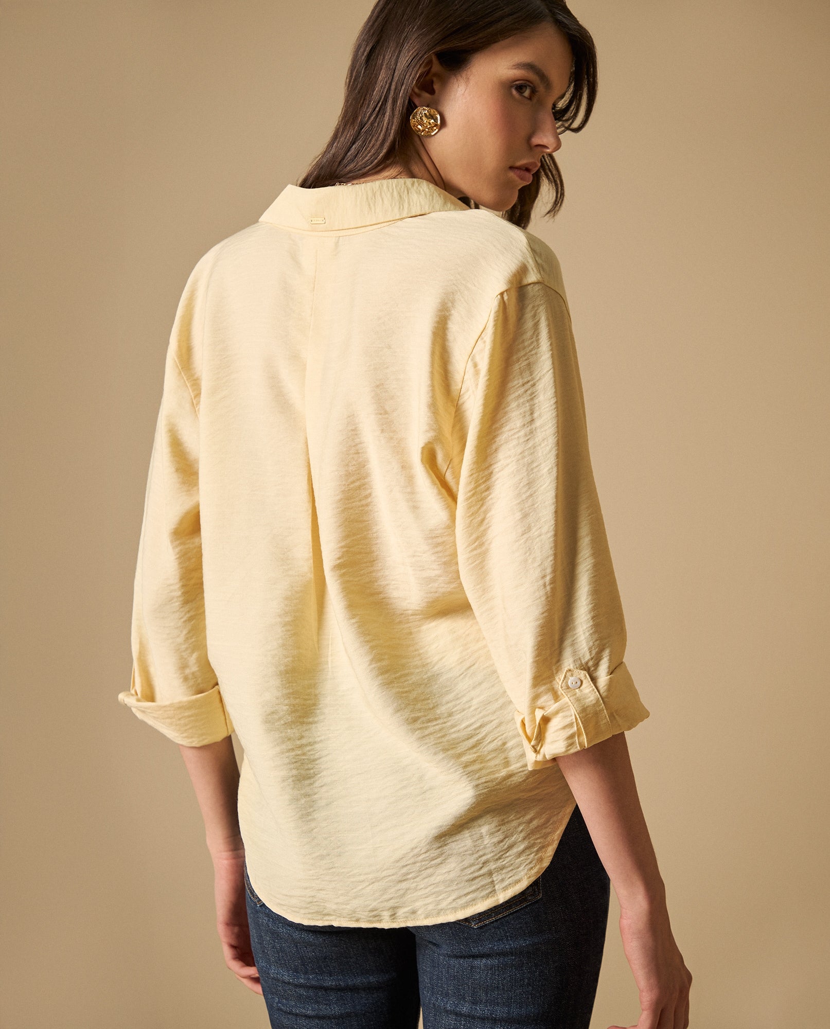 Camisa manga larga cuello camisero - Amarillo 34_611H015_AMA120717_4
