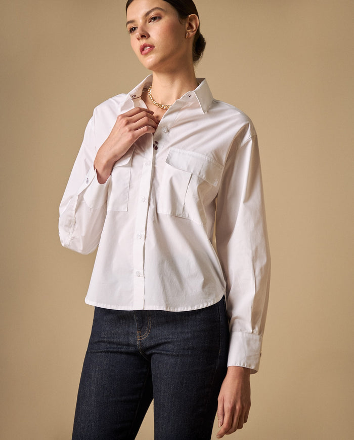 Camisa bordada manga larga cuello camisero - Blanco 34_611H021_BLA114001_0