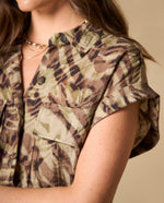 Camisa camisera manga corta con bolsillos frontales - Verde