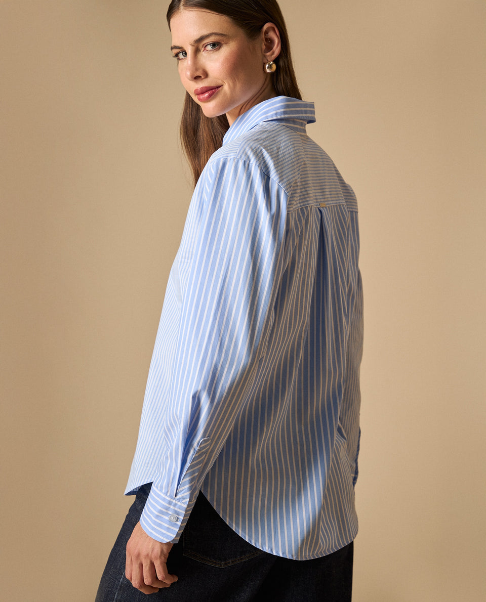 Camisa de rayas manga larga cuello camisero - Azul 34_611H030_AZU194050_5