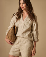 Camisa ligera manga larga cuello redondo - Beige