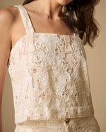 Camisa de tiras con tejido abierto cuello V - Blanco