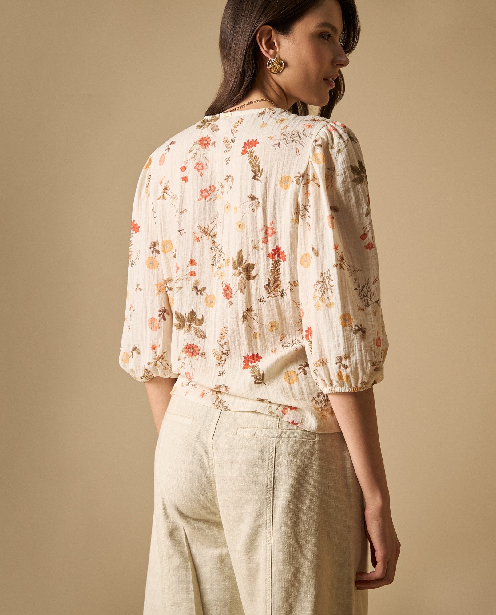 Camisa manga 3/4 cuello en V tejido fluido - Blanco 34_611H040_BLA114202_5