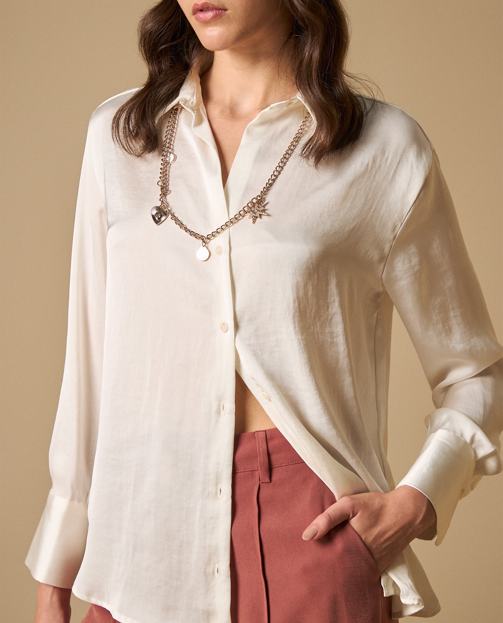 Camisa manga larga cuello camisero silueta fluida - Blanco 34_611H042_BLA114202_0