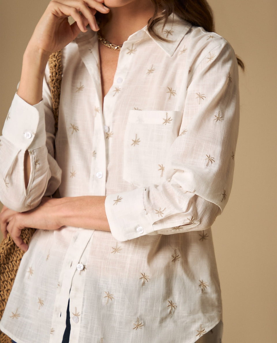 Camisa manga larga cuello camisero en algodón - Blanco 34_611H045_BLA114202_3