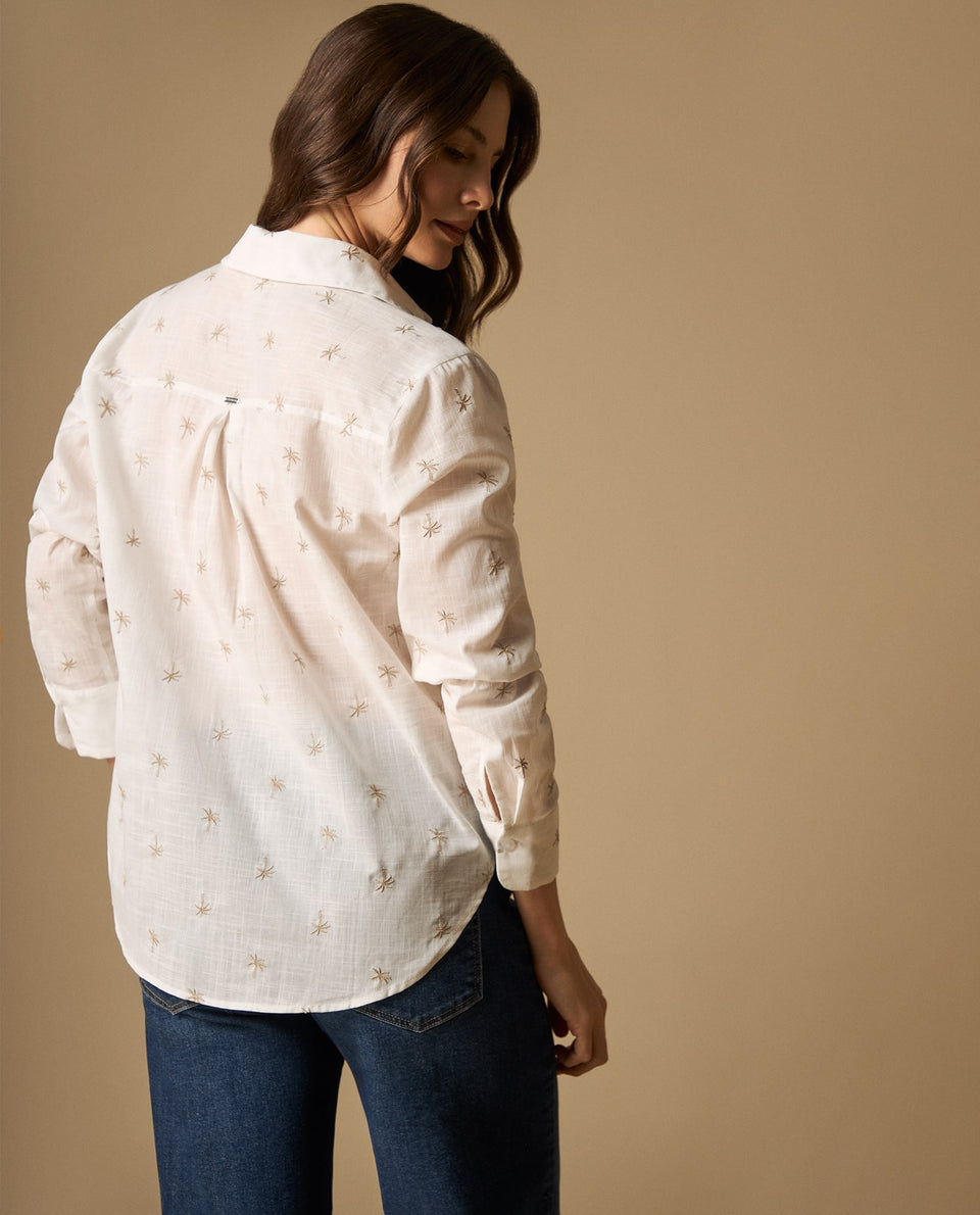 Camisa manga larga cuello camisero en algodón - Blanco 34_611H045_BLA114202_4