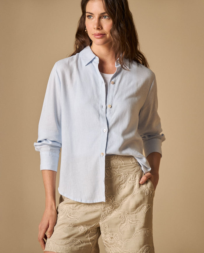 Camisa camisera manga larga en mezcla de lino - Azul 34_611H068_AZU133920_3