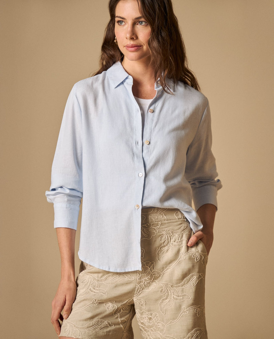 Camisa camisera manga larga en mezcla de lino - Azul 34_611H068_AZU133920_3