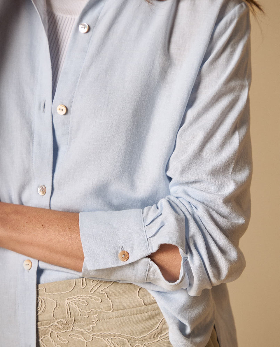 Camisa camisera manga larga en mezcla de lino - Azul 34_611H068_AZU133920_4