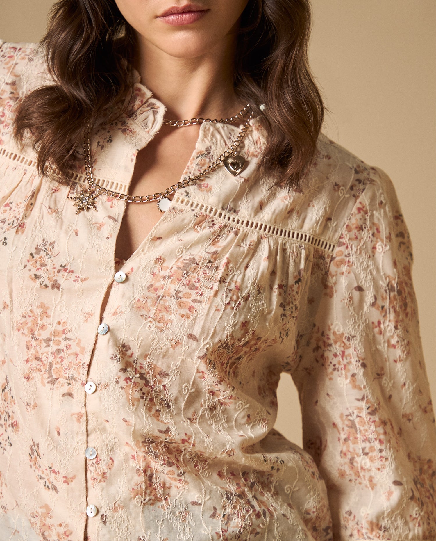 Camisa de algodón manga sisa cuello redondo - Rosa