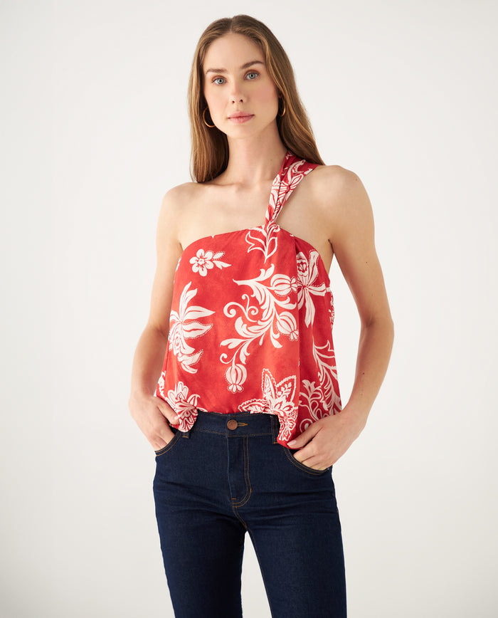 Camisa a una manga para mujer - Naranja 34_612F005_NAR181555_0