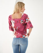 Camisa con escote recto para mujer - Rosa
