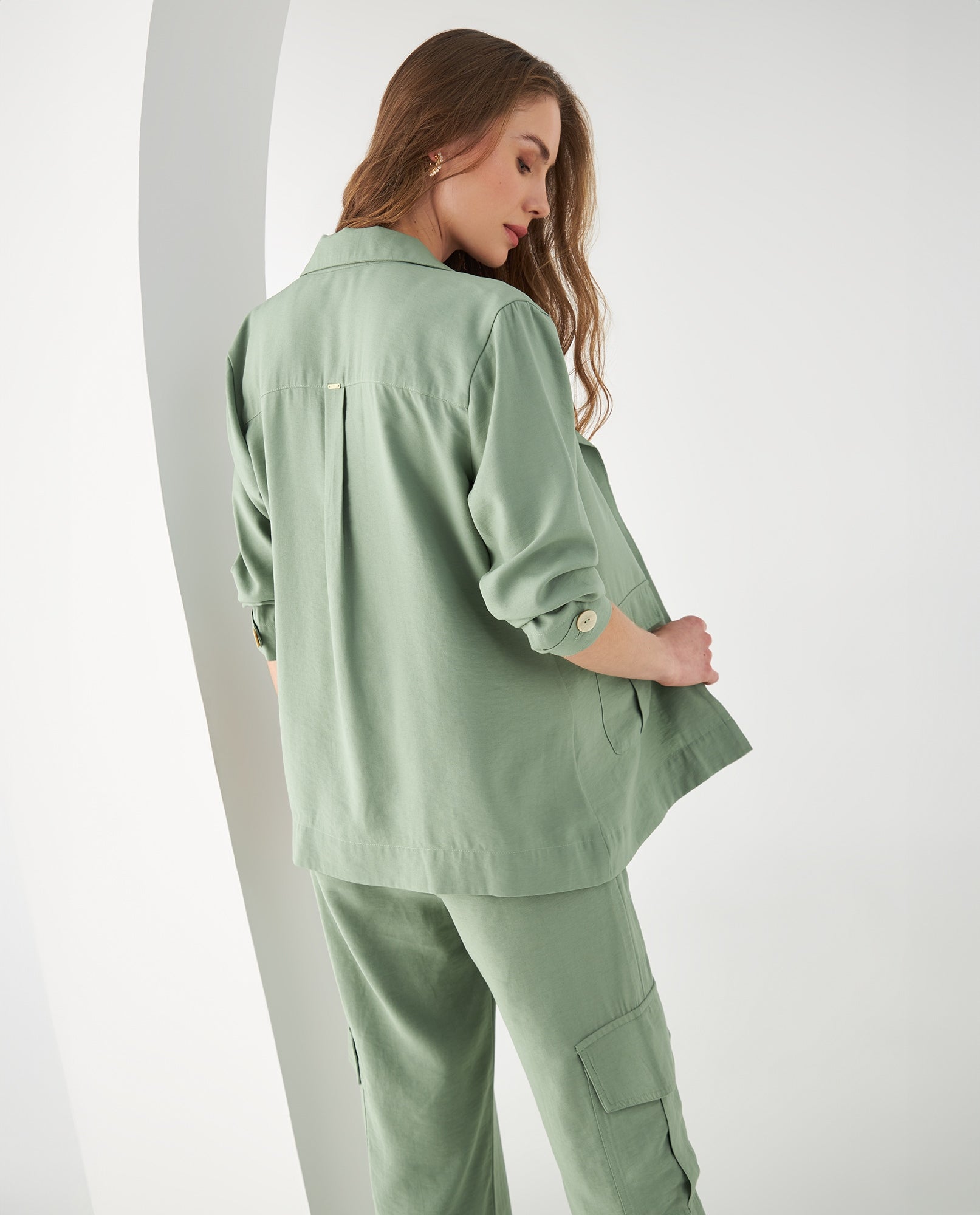 Camisa tipo chaqueta para mujer - Verde 34_612F012_VER176323_4