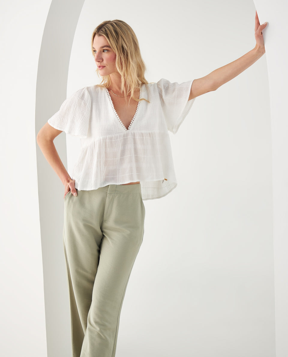 Camisa con escote en V para mujer - Blanco 34_612F013_BLA114001_6