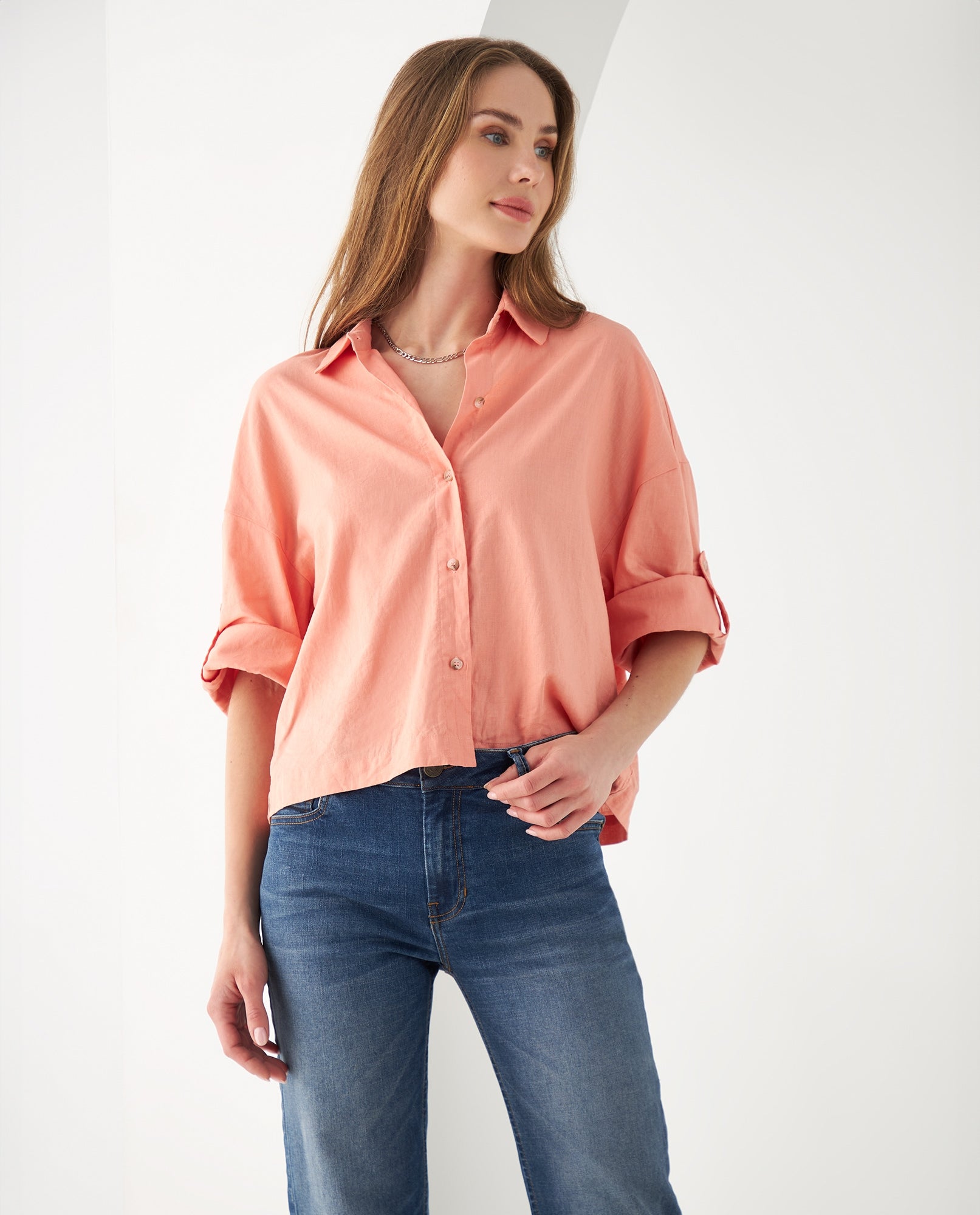Camisa de manga Largo graduable para mujer - Rosa 34_612F017_ROS161329_0