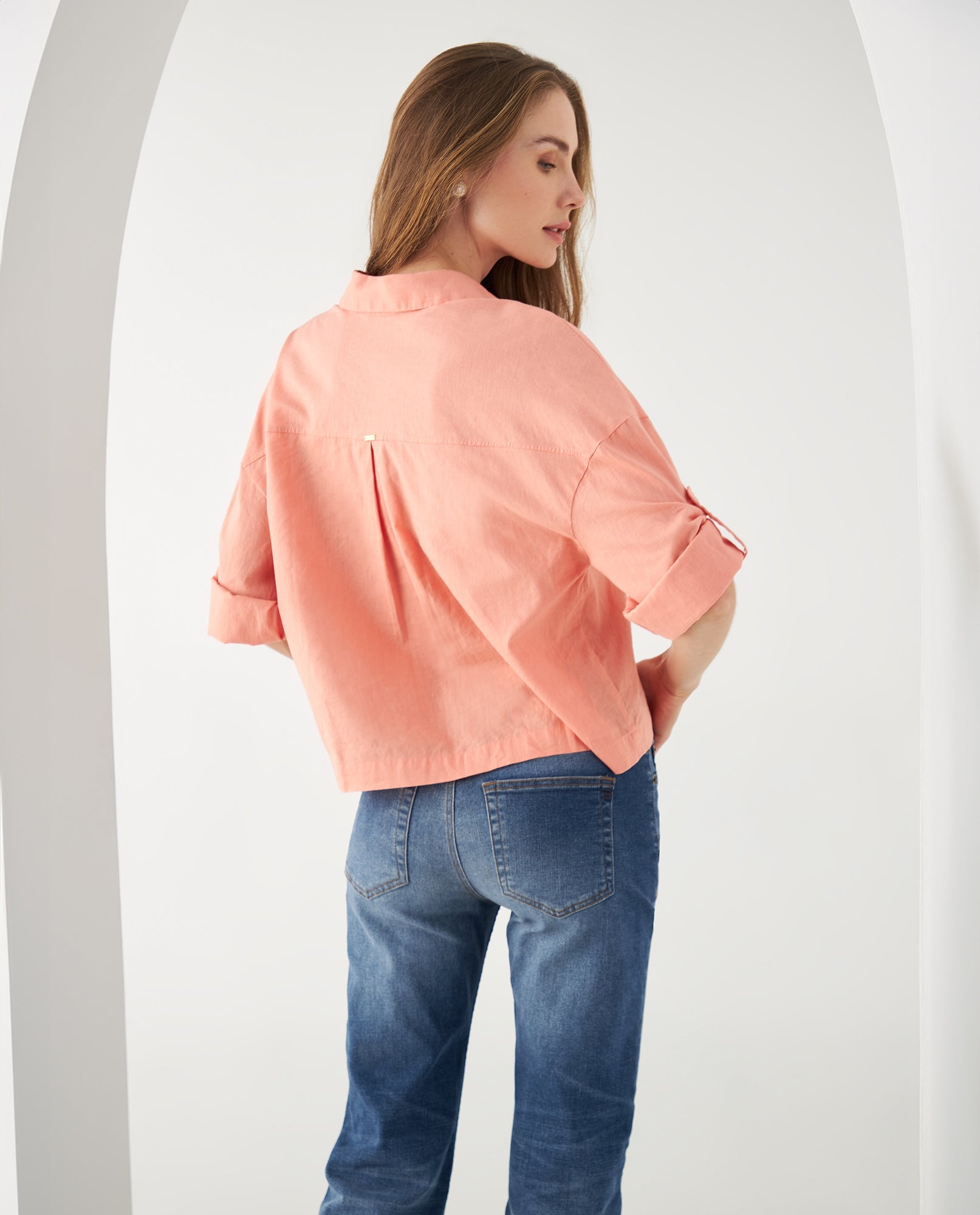 Camisa de manga Largo graduable para mujer - Rosa 34_612F017_ROS161329_4