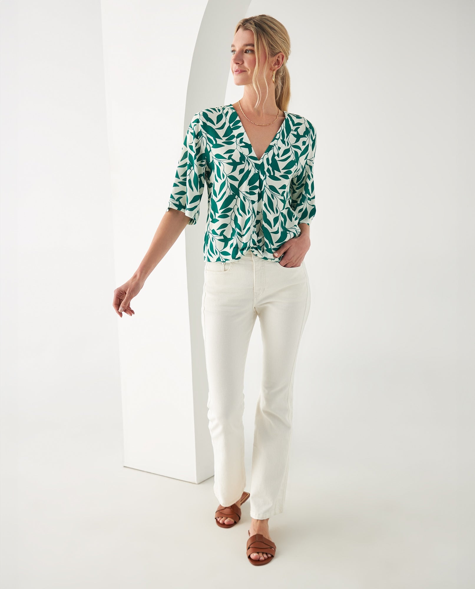 Camisa de tela fluida para mujer - Crudo 34_612F021_CRU110602_6