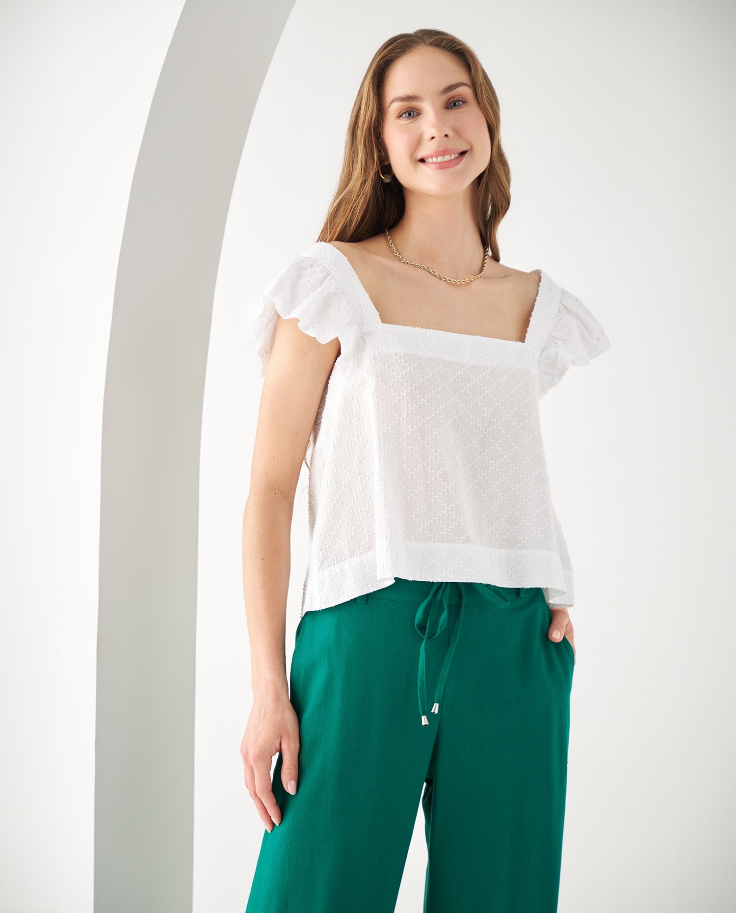 Camisa manga sisa con bolero para mujer - Blanco