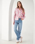 Camisa con diseño a rayas para mujer - Blanco