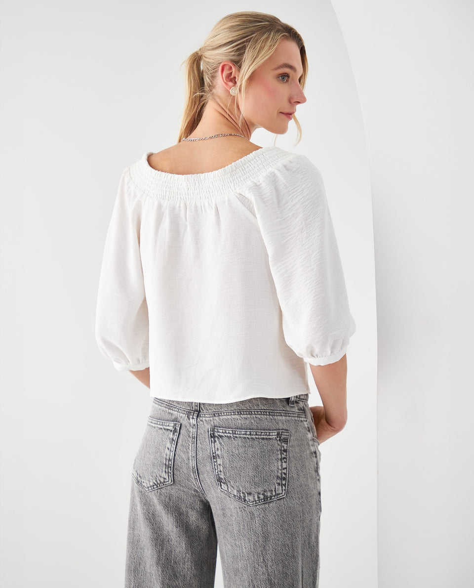 Camisa manga 3/4 para mujer - Blanco 34_612F038_BLA110601_4