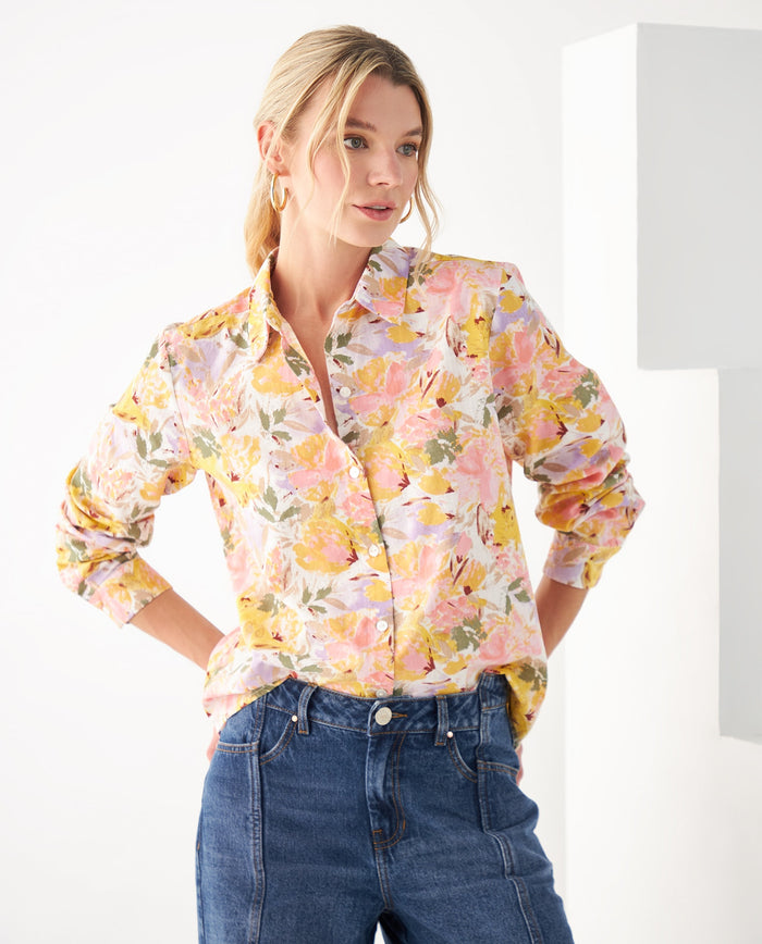 Camisa con estampado de flores para mujer - Amarillo 34_612F042_AMA110510_0