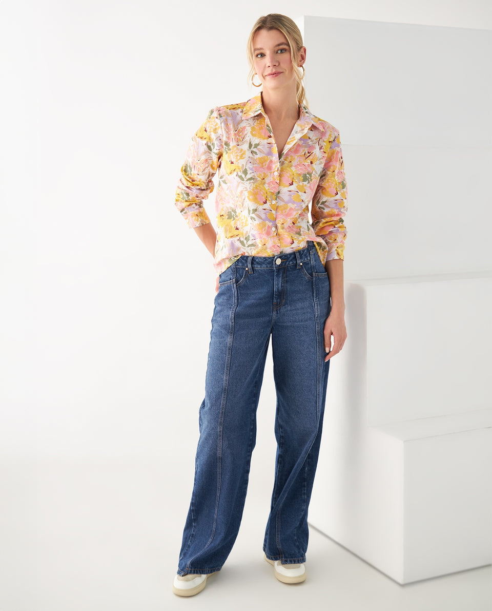 Camisa con estampado de flores para mujer - Amarillo 34_612F042_AMA110510_5