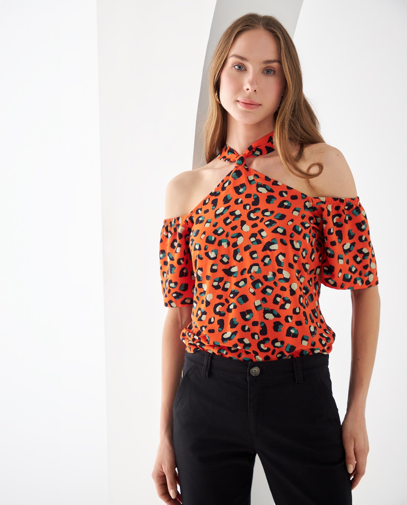 Camisa de cuello alto para mujer - Naranja 34_612F062_NAR161363_0