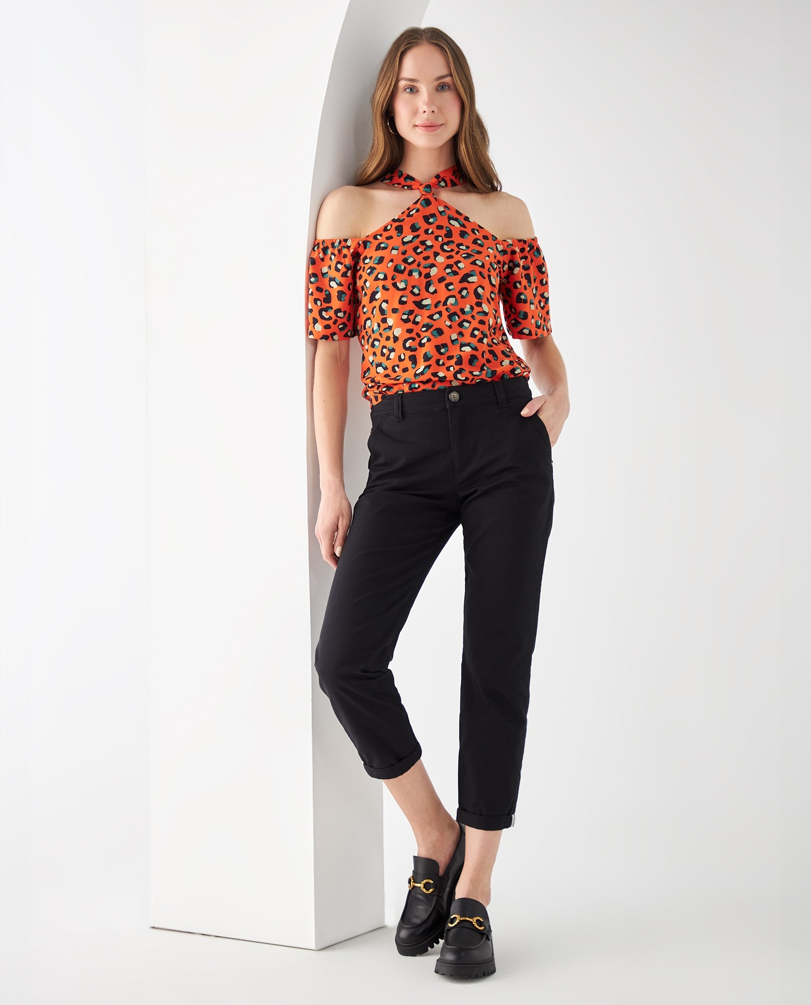 Camisa de cuello alto para mujer - Naranja 34_612F062_NAR161363_5