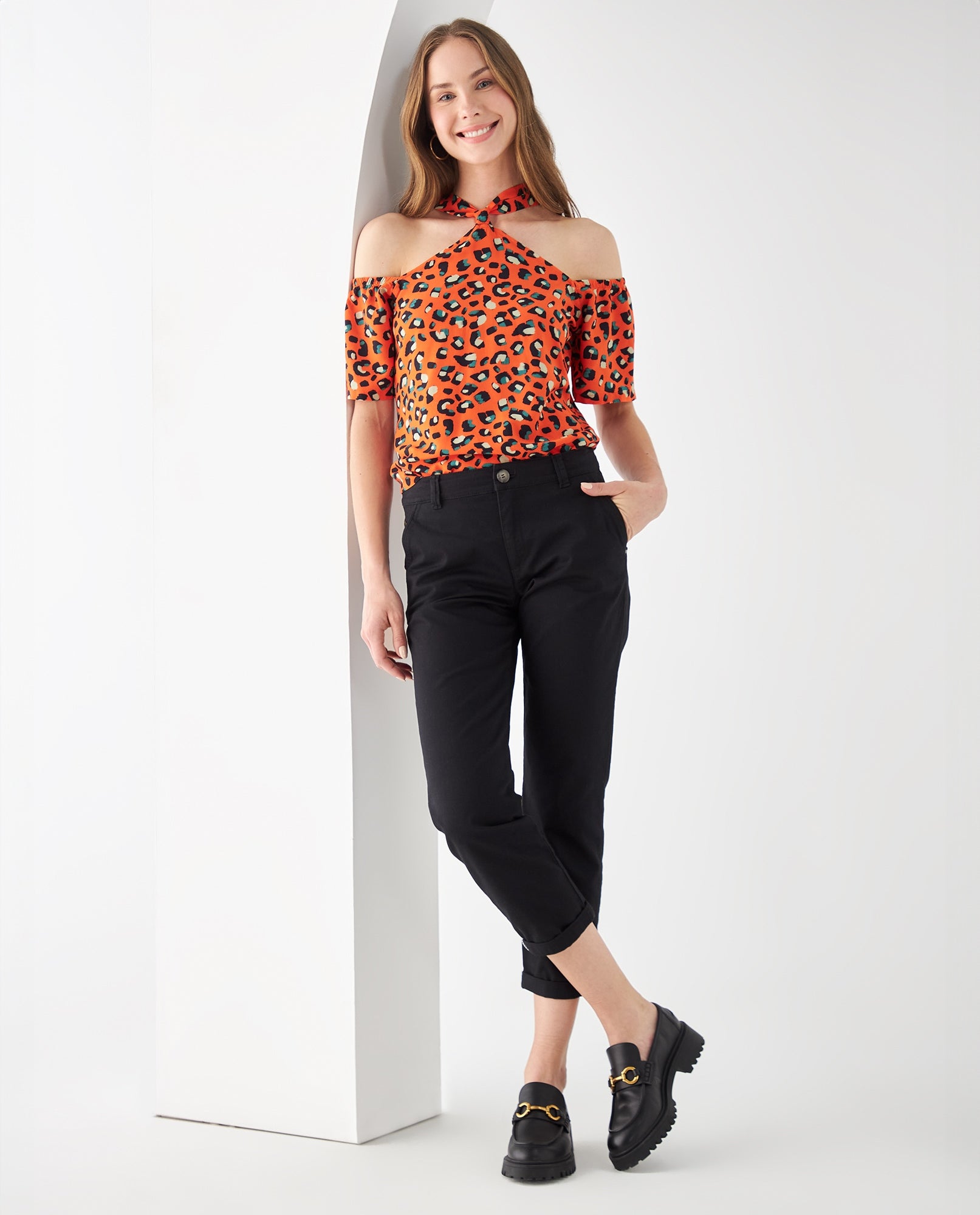 Camisa de cuello alto para mujer - Naranja 34_612F062_NAR161363_6