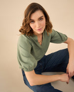 Camisa manga 3/4 para mujer - Verde